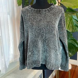 Aerie chenille green-gray sweater with silver threading, size M